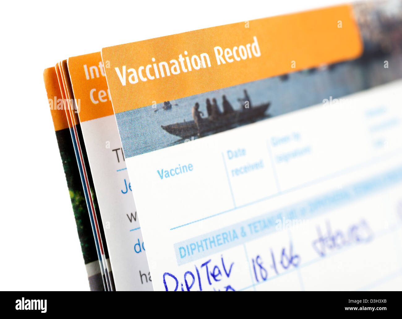 Registro de vacunación de viaje Foto de stock