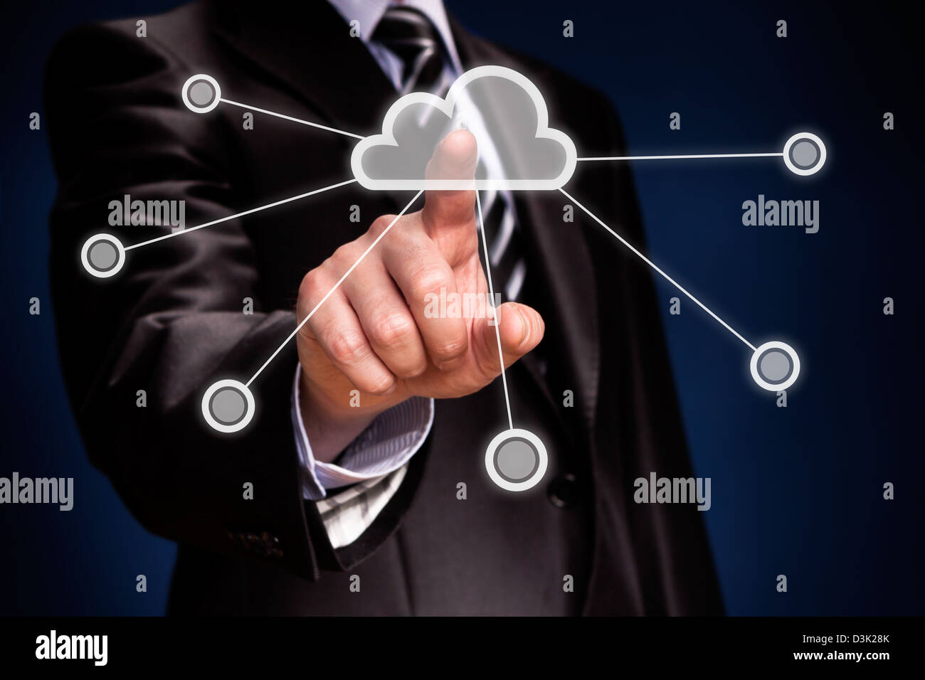 Pantalla futurista: Cloud computing interfaz táctil Foto de stock