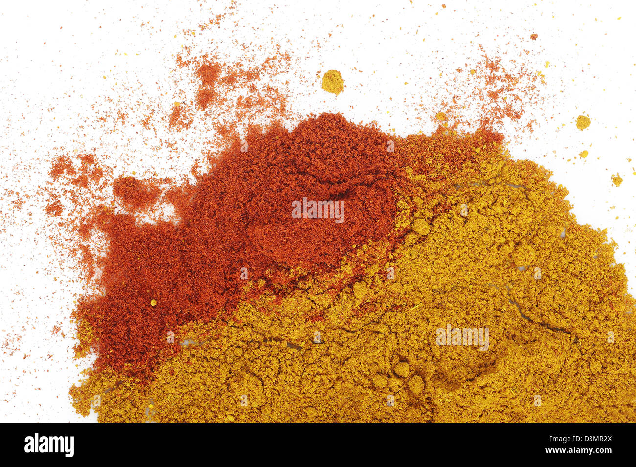 El pimentón en polvo y polvo de curry Foto de stock