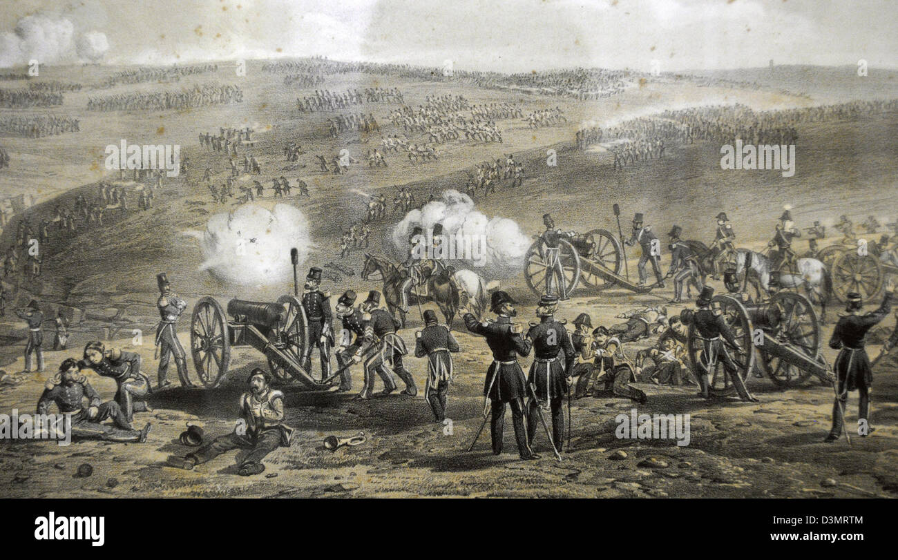 Guerra de Crimea (1853-1856). Batalla de Inkerman. El 5 de noviembre de 1854. Grabado en color. Museo de la flota del Mar Negro. Sebastopol. Foto de stock