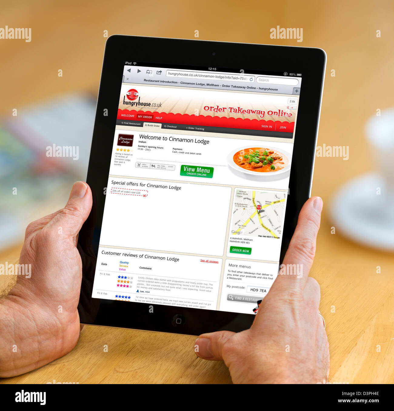 La hungryhouse.co.uk sitio web de pedidos de comida para llevar vistos en un iPad Foto de stock