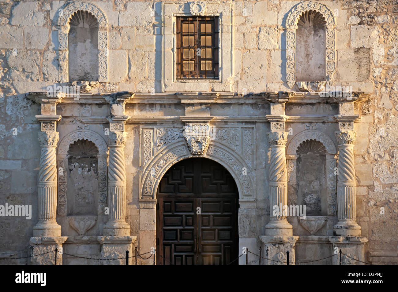 De entrada, el Alamo (Misión San Antonio de Valero), San Antonio, Texas, EE.UU. Foto de stock