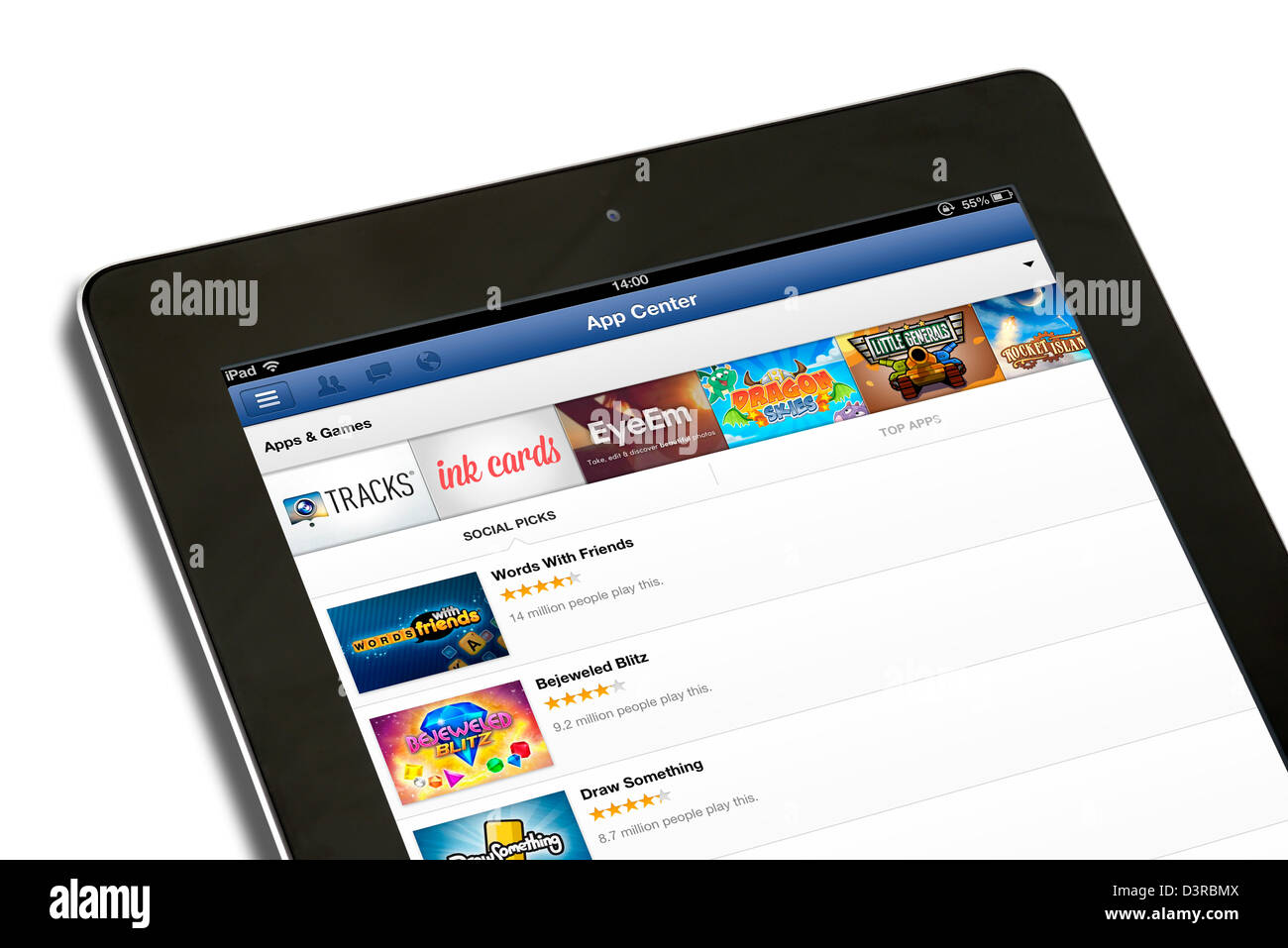 El App Center en Facebook ver en un iPad de 4ª generación, REINO UNIDO Foto de stock