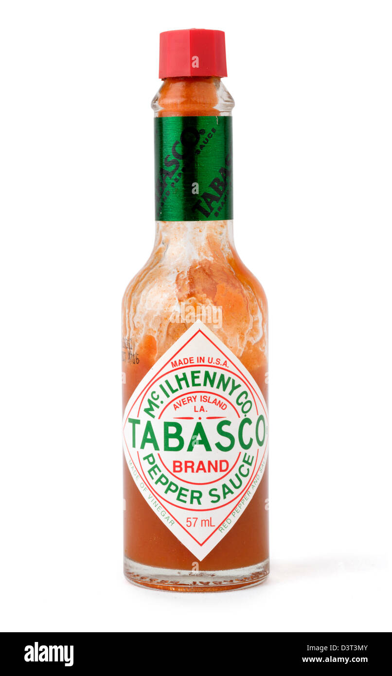 Botella de Salsa de pimiento picante Tabasco Foto de stock