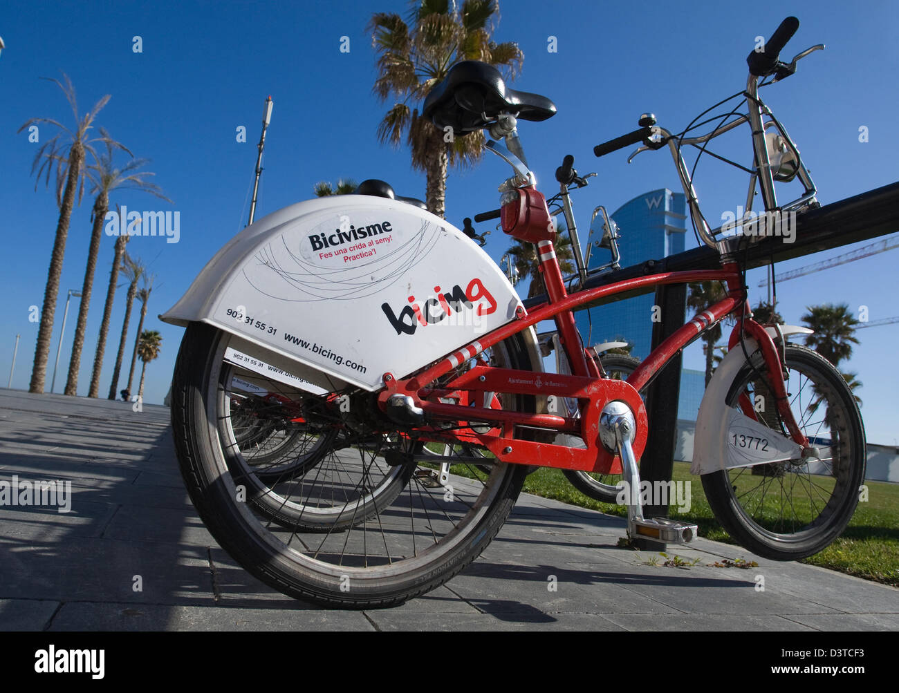 Barcelona, España, Bicing es tomar el sistema de alquiler de bicicletas públicas Foto de stock