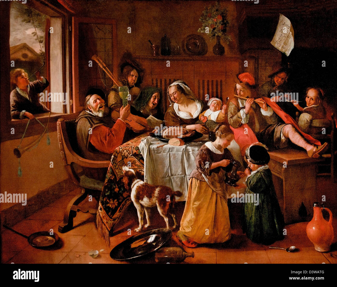 La feliz familia 1668 Jan Havickszoon Steen 1626 - 1679 Países Bajos Holanda Holandesa Foto de stock