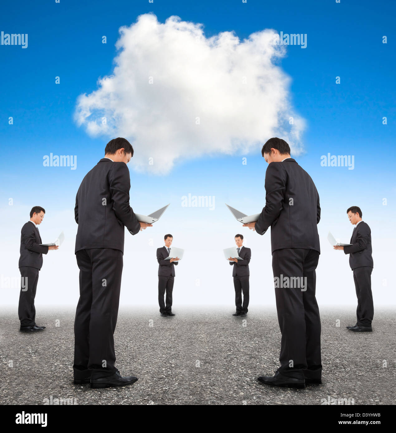 Cooperación entre empresas y el concepto de cloud computing Foto de stock