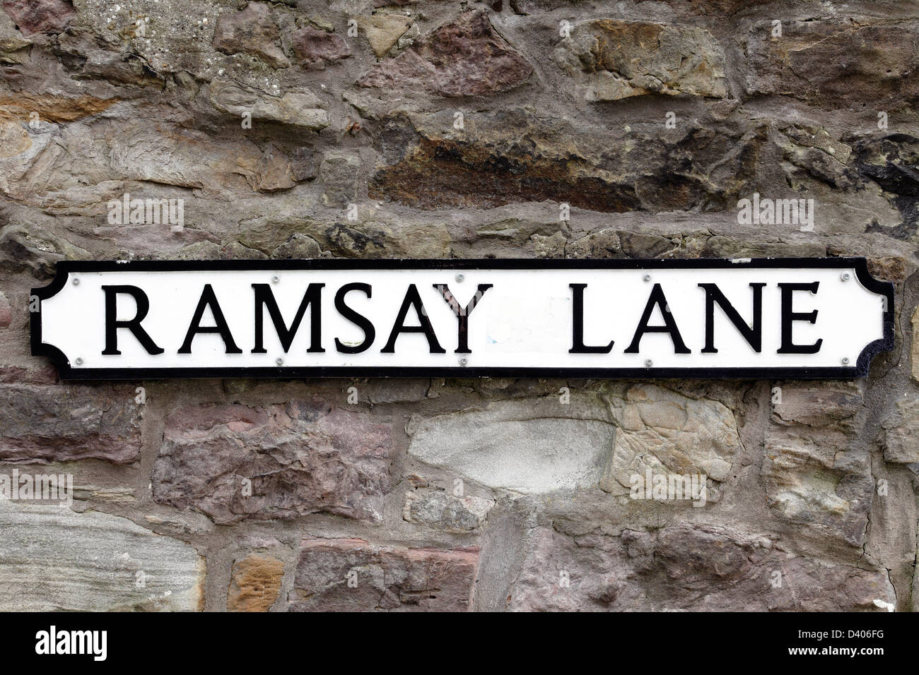 Ramsay Lane señal de calle, Edimburgo Old Town, Escocia, Reino Unido Foto de stock