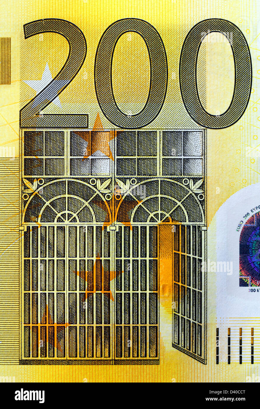 Los billetes de 200 euros, la arquitectura de hierro y cristal, 2002  Fotografía de stock - Alamy