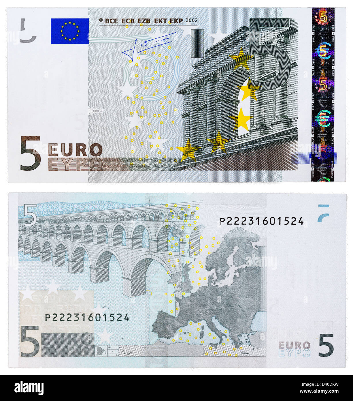 Billete de 5 euros frontal fotografías e imágenes de alta