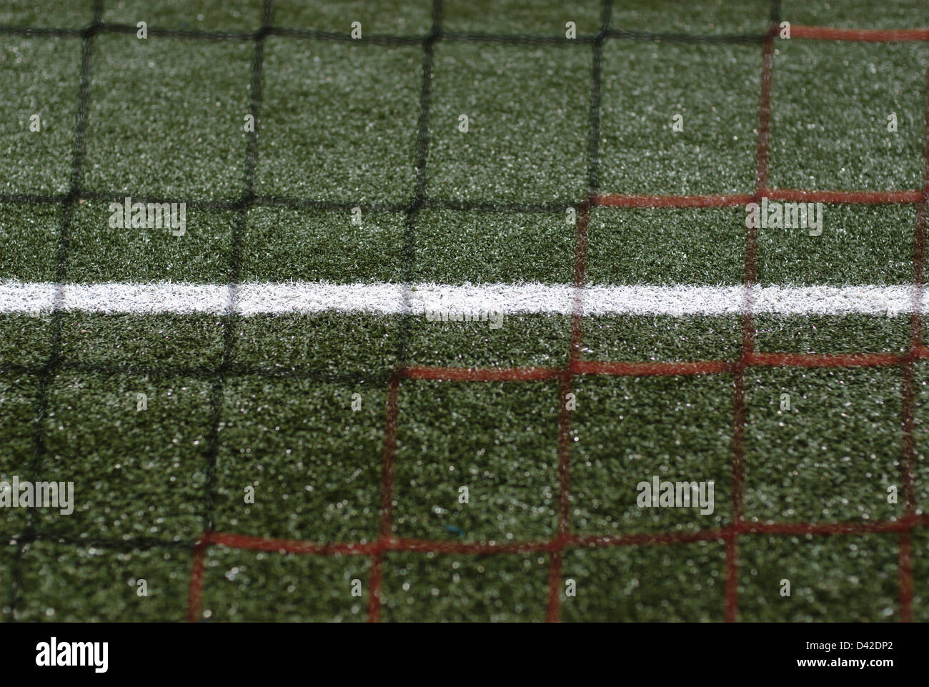 Muenster, Alemania, la línea de gol de un balón de fútbol, objetivo y meta net Foto de stock