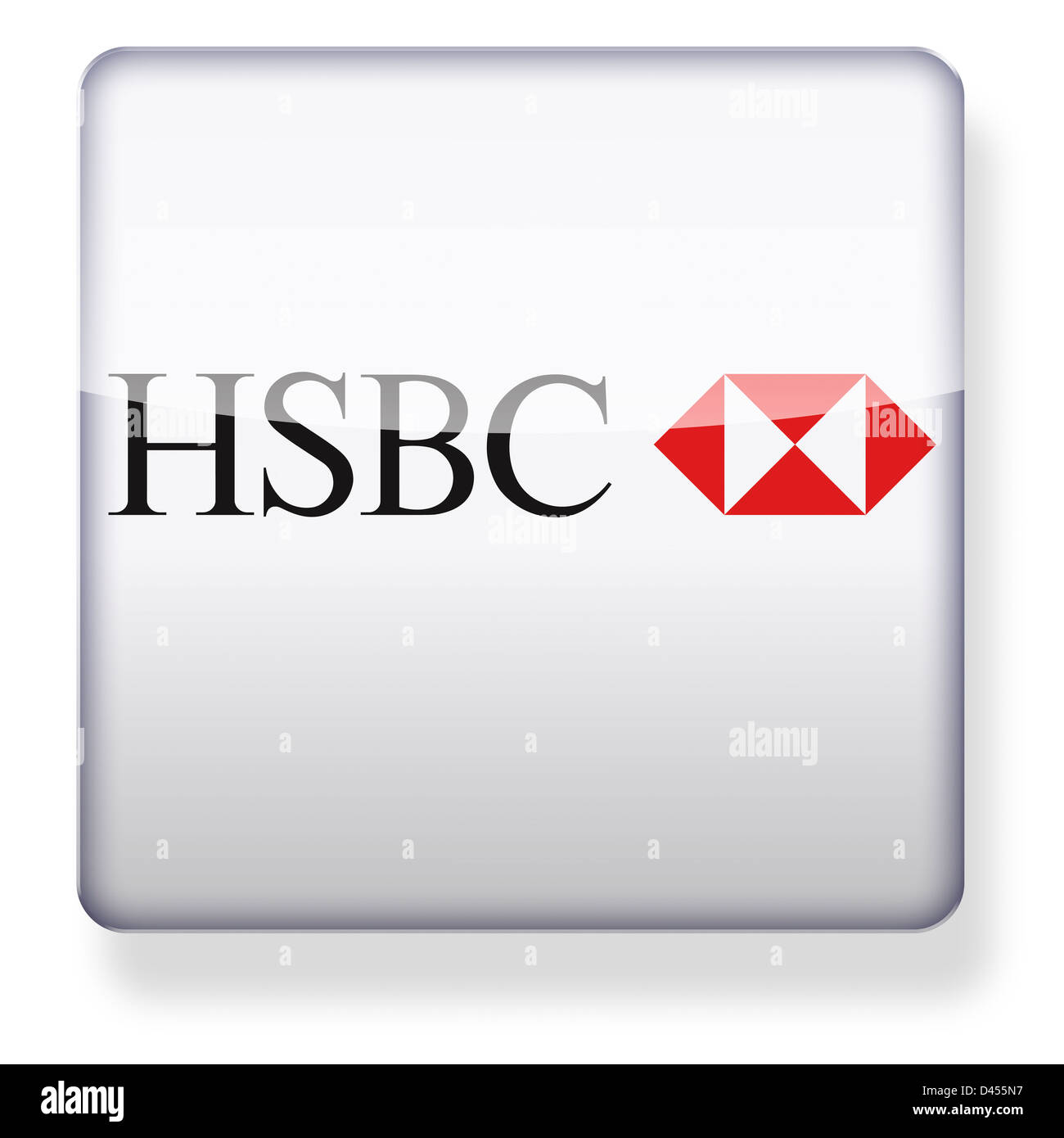 El logotipo de HSBC como el icono de una aplicación. Trazado de recorte incluido. Foto de stock
