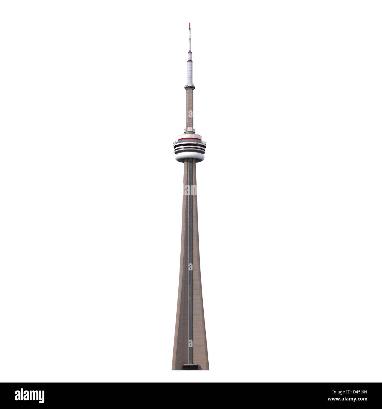 Recorte de la CN Tower de Toronto sobre fondo blanco. Ilustración 3D fotorrealistas. Foto de stock