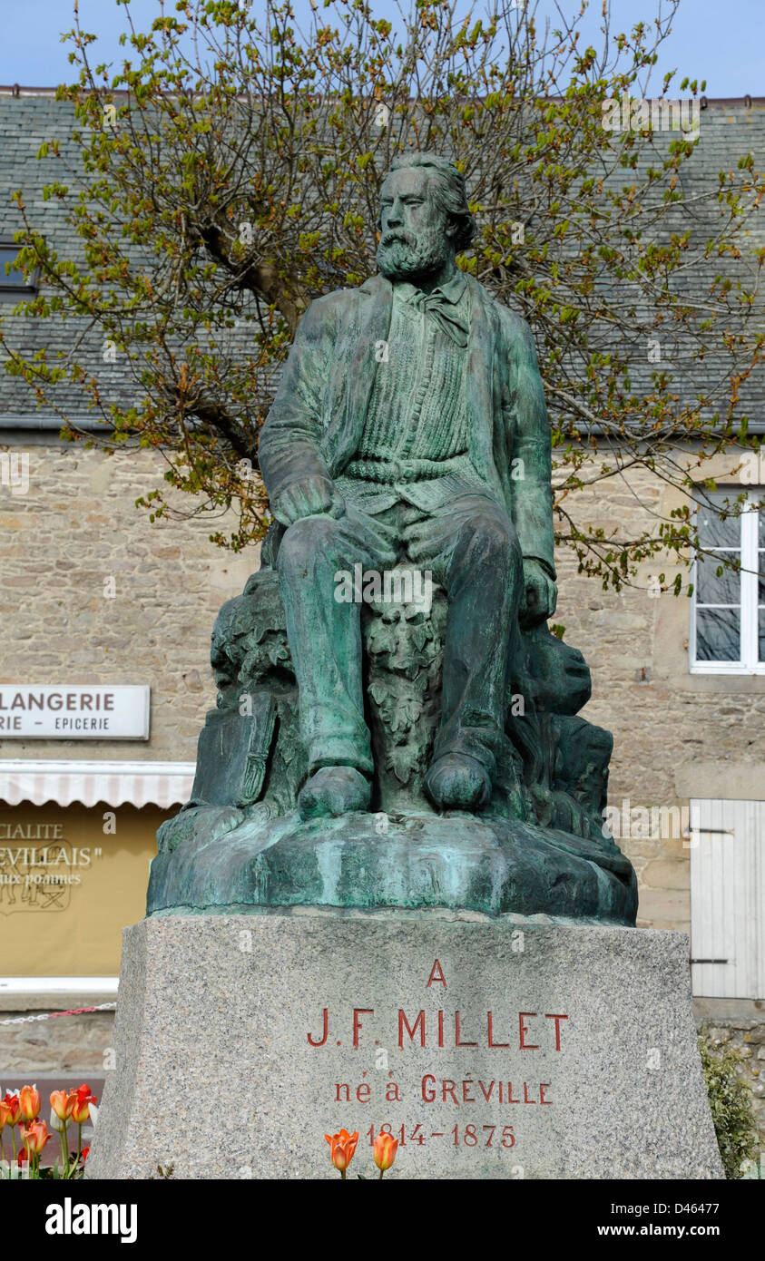 JeanFrancois Millet la estatua,Pintor,cuna,GrevilleHague,Manche, Baja