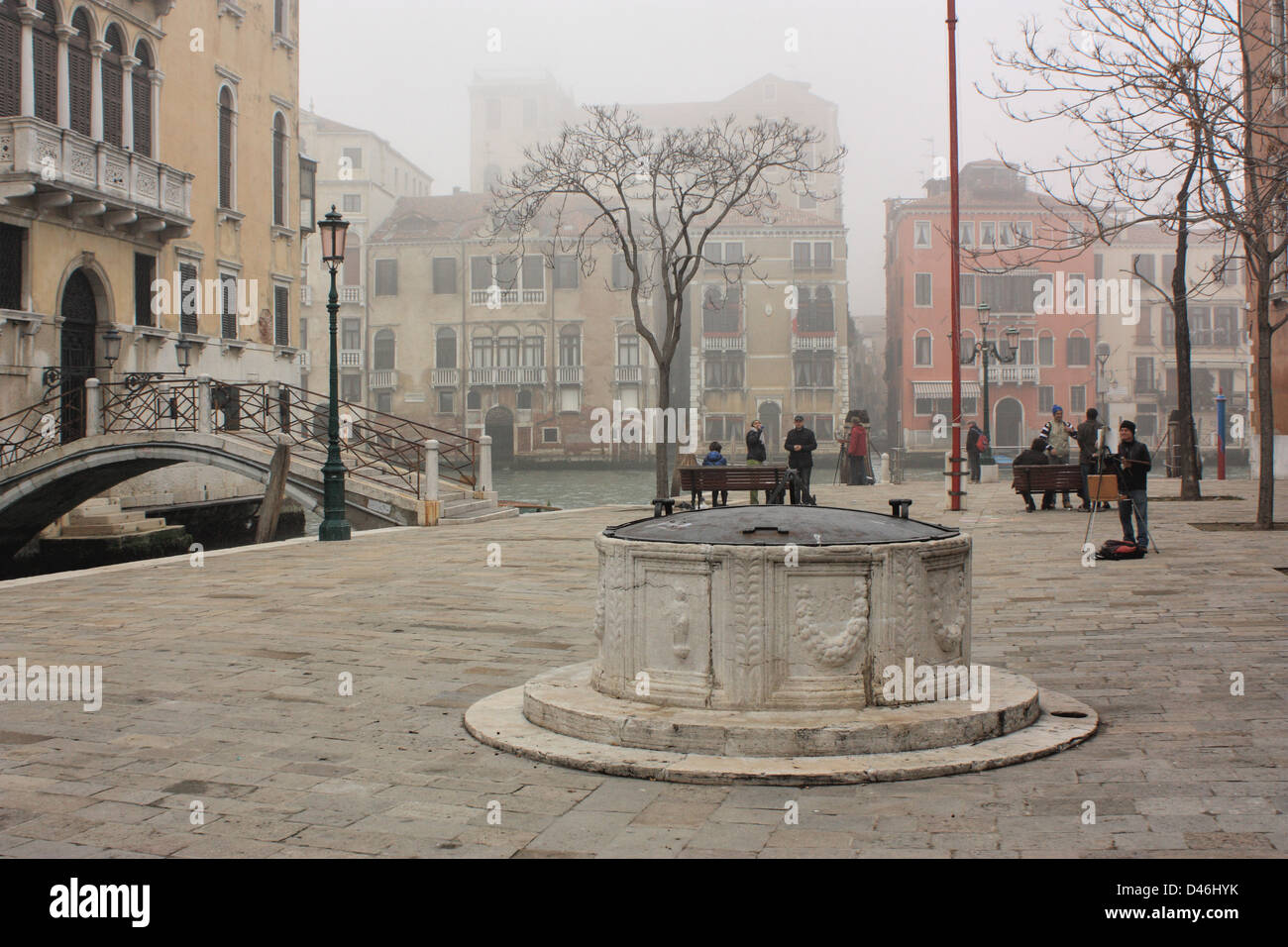 Escena de Invierno de niebla en Venecia, Italia Foto de stock