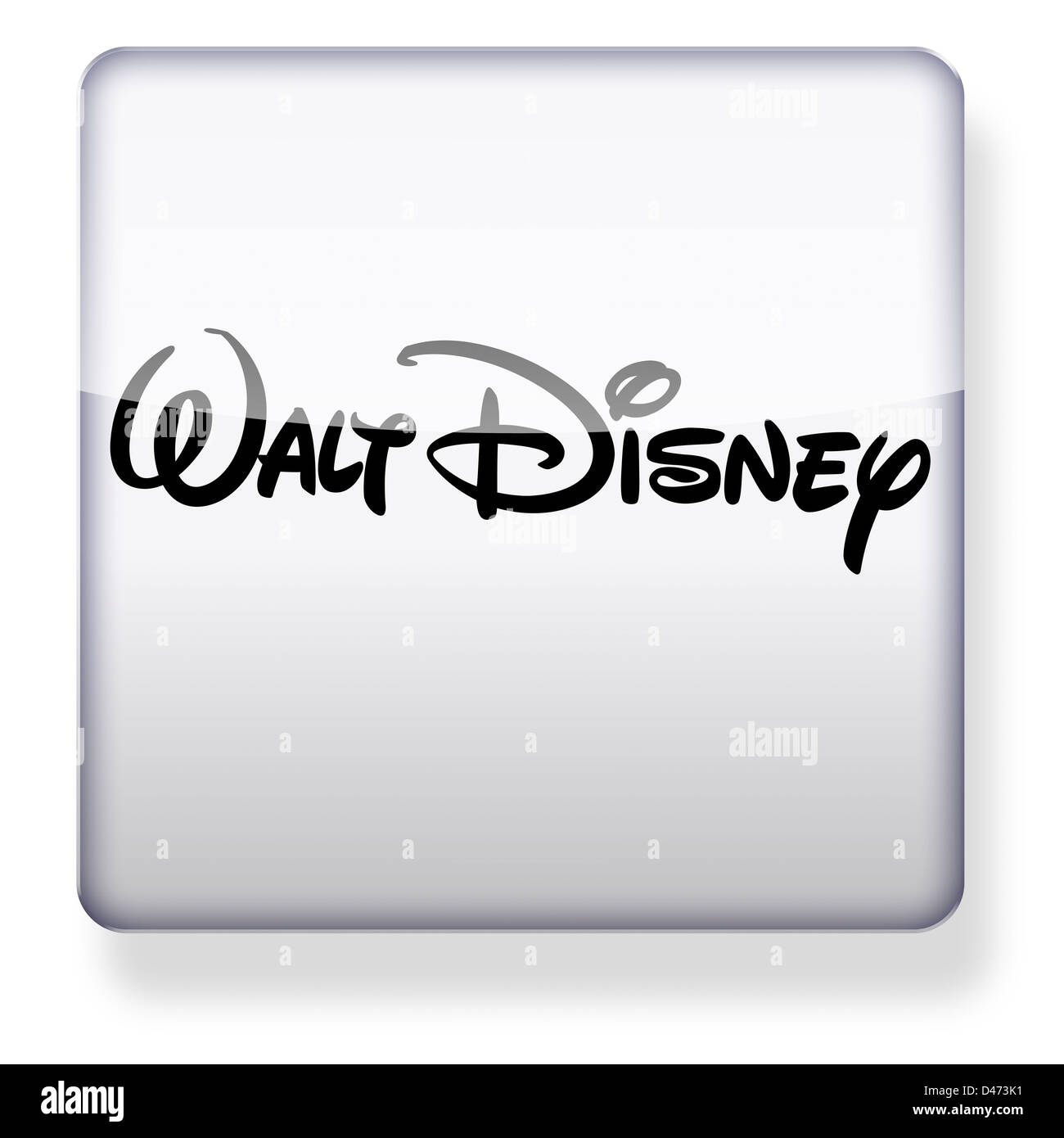 Logotipo de Walt Disney como el icono de una aplicación. Trazado de recorte incluido. Foto de stock