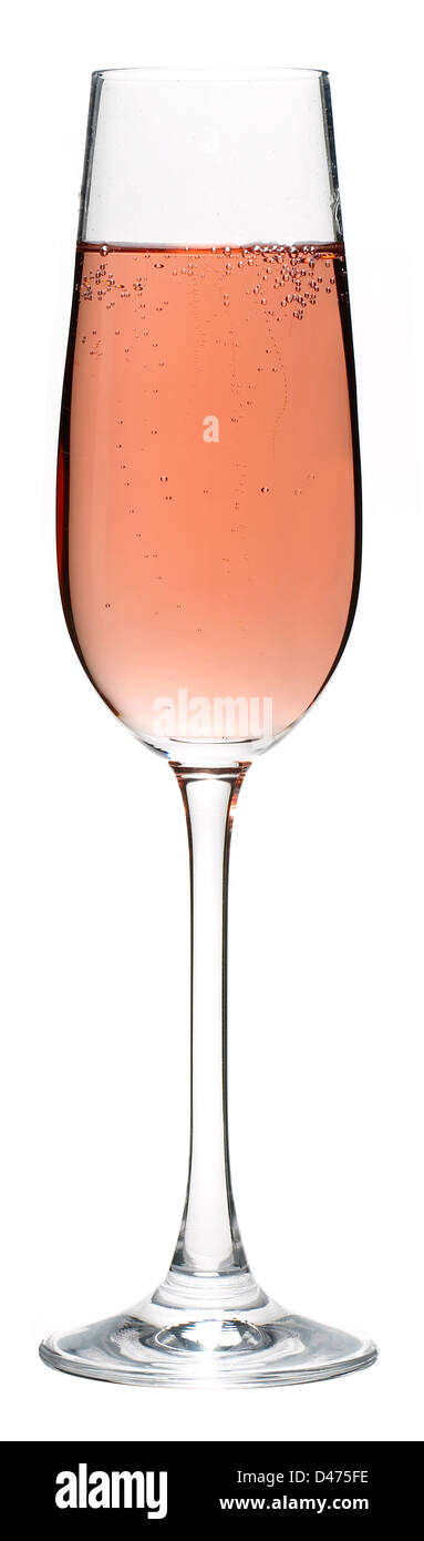 Copa de vino rosado espumoso, recortadas sobre fondo blanco Fotografía de  stock - Alamy