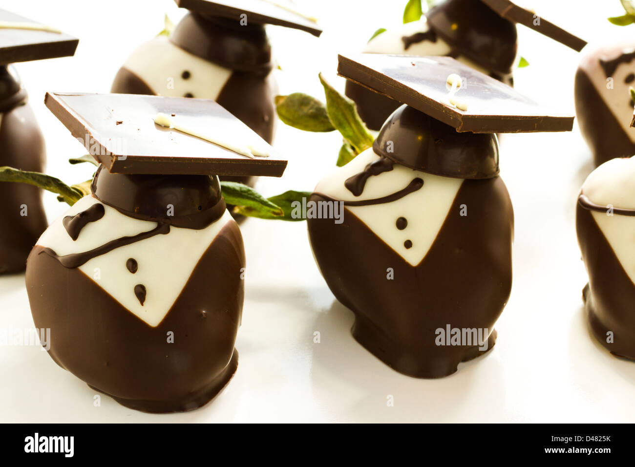 Fresas cubiertas de chocolate gourmet decorado para la fiesta de graduación  Fotografía de stock - Alamy