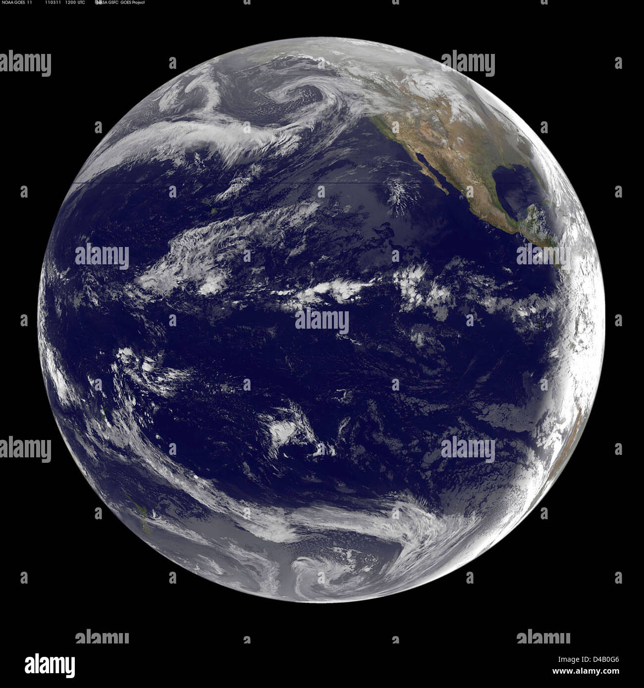 Ve satélite GOES-11 de la cuenca del Océano Pacífico tras el terremoto de  Japón Fotografía de stock - Alamy