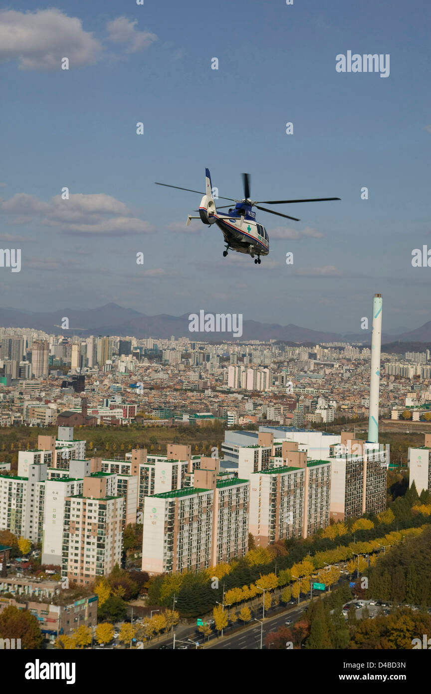 El servicio de ambulancia aérea en el Samsung Medical Center, Seúl, Corea del Sur. Foto de stock