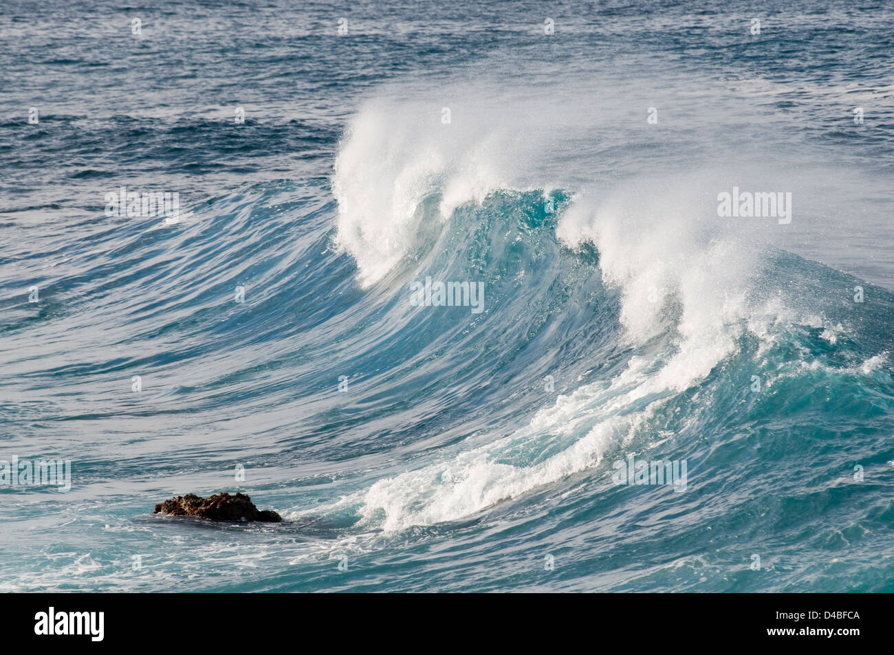 Olas rompiendo olas breakers mar mar agua áspera energía de movimiento caballos blancos spray Foto de stock
