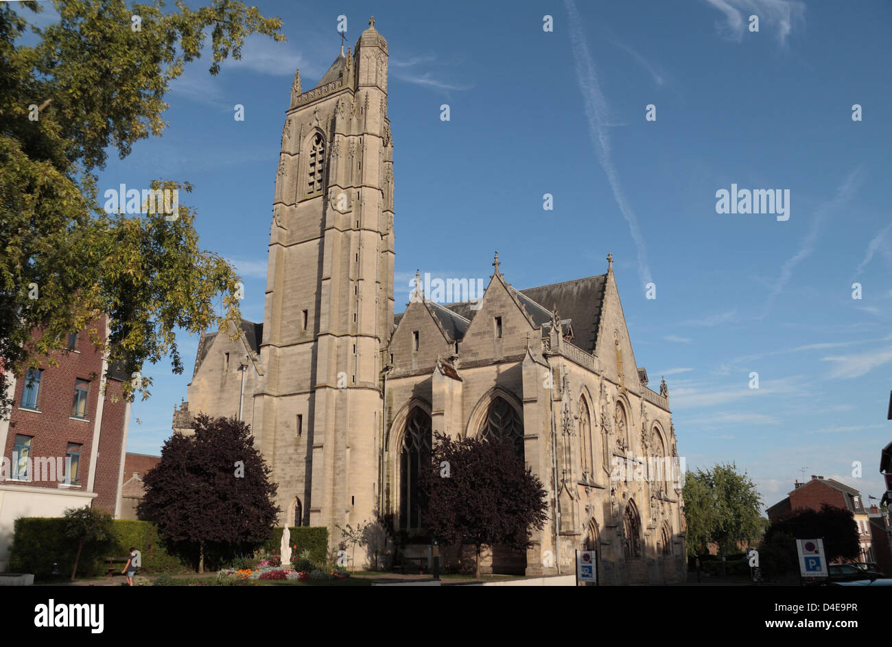 La Iglesia de San Juan Bautista de Peronne en Péronne, Somme, Picardía, Francia. Foto de stock