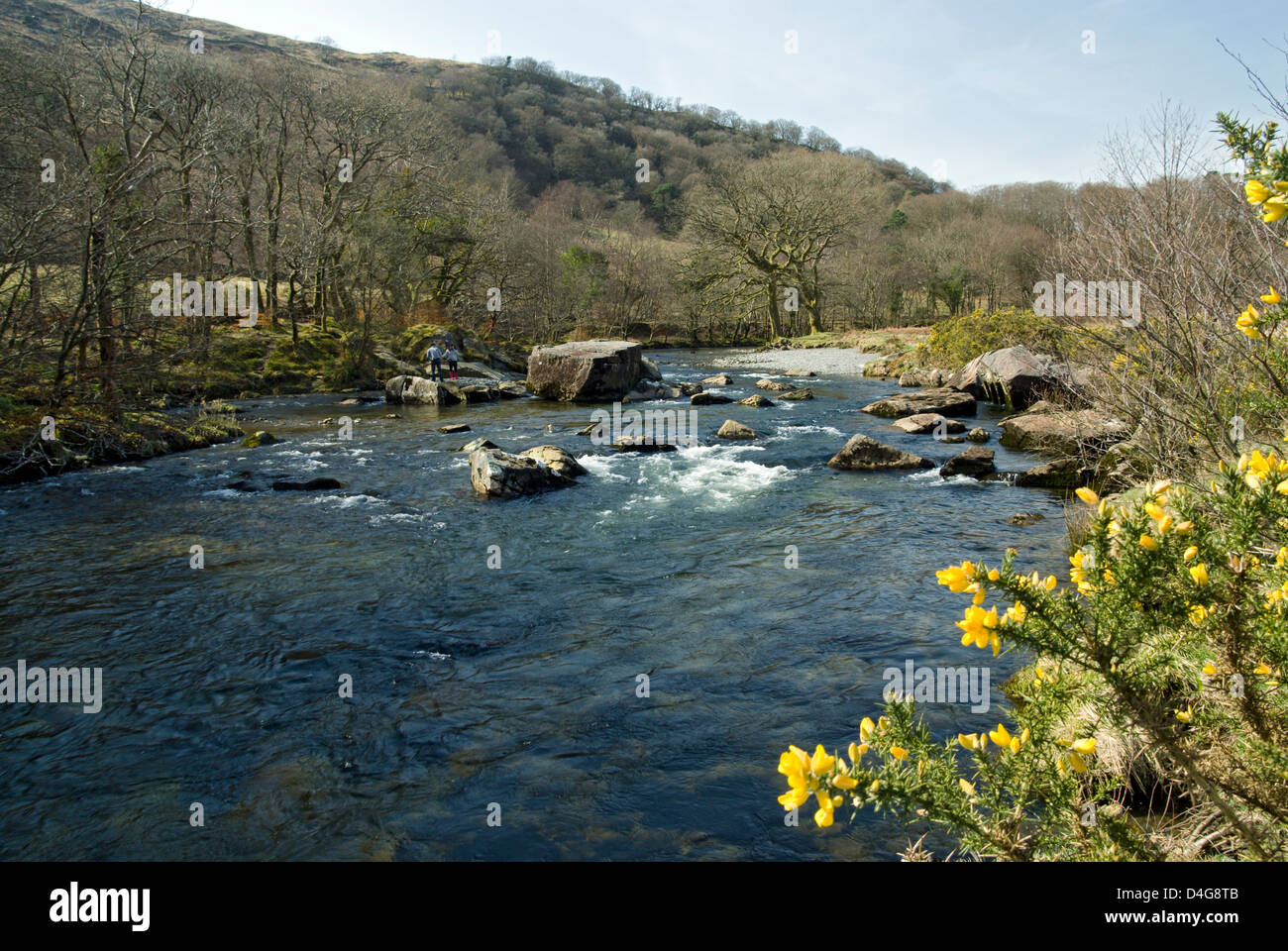 Río Glaslyn, Beddgelert, Snowdonia, Gwynedd, Gales del Norte. Foto de stock