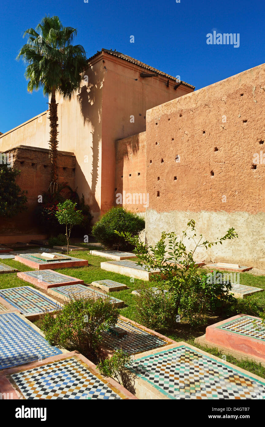 Tumbas saadianas, Medina, Marrakech, Marruecos, Norte de África Foto de stock