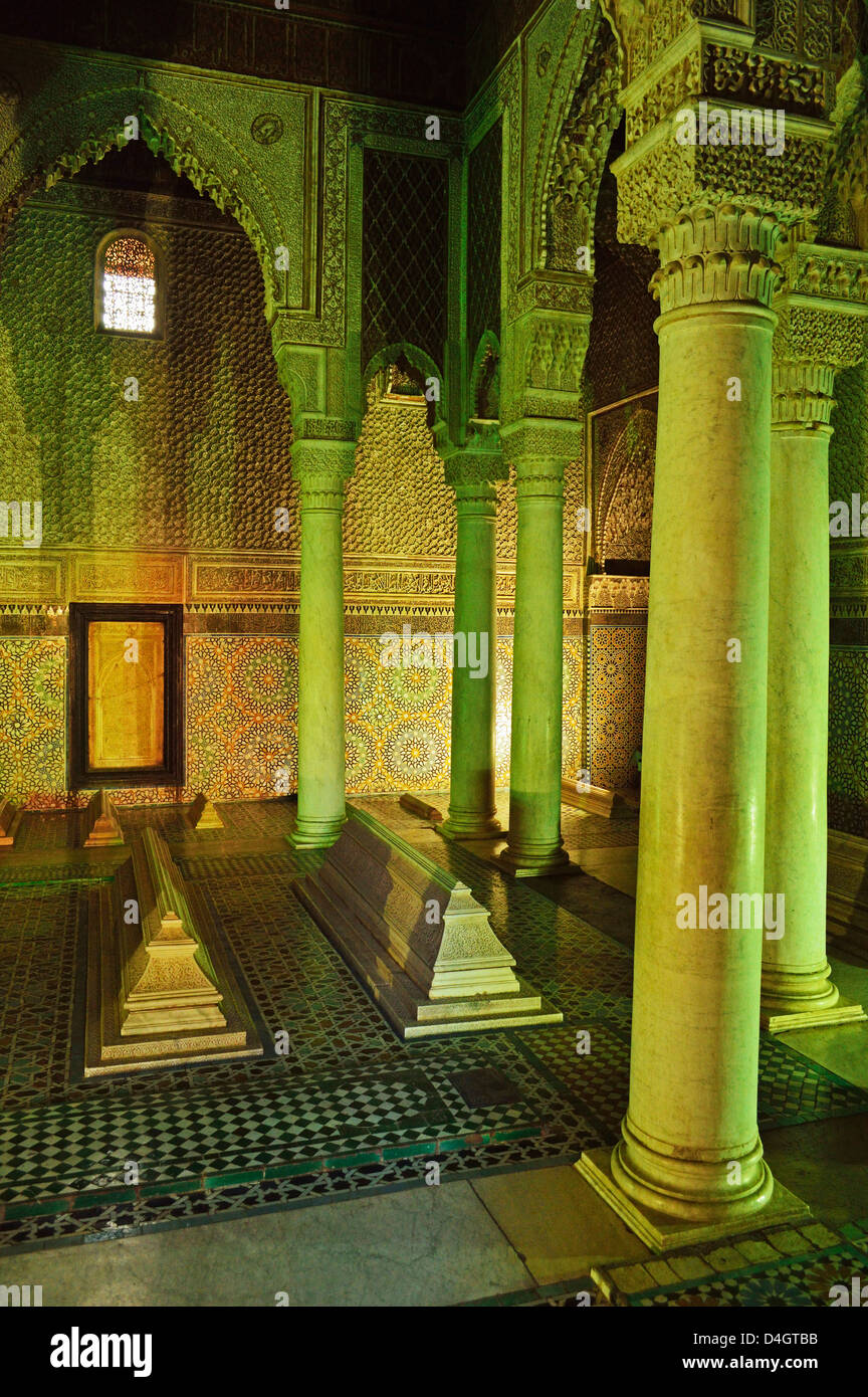 Tumbas saadianas, Medina, Marrakech, Marruecos, Norte de África Foto de stock