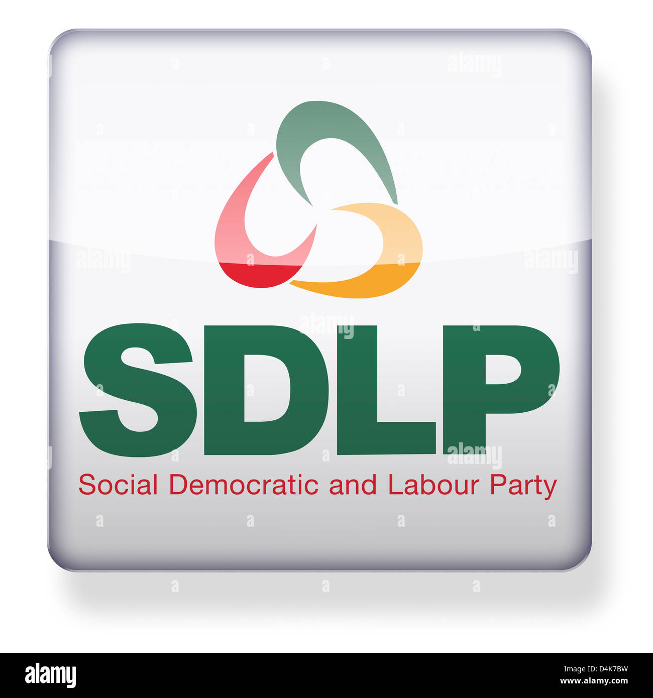 Partido Social Demócrata y Laborista, logotipo como el icono de una aplicación. Trazado de recorte incluido. Foto de stock