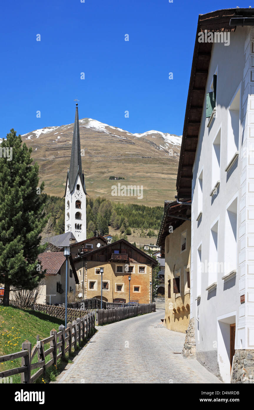 Suiza, en el cantón de Graubünden, Ober-Engadin, Zouz Foto de stock