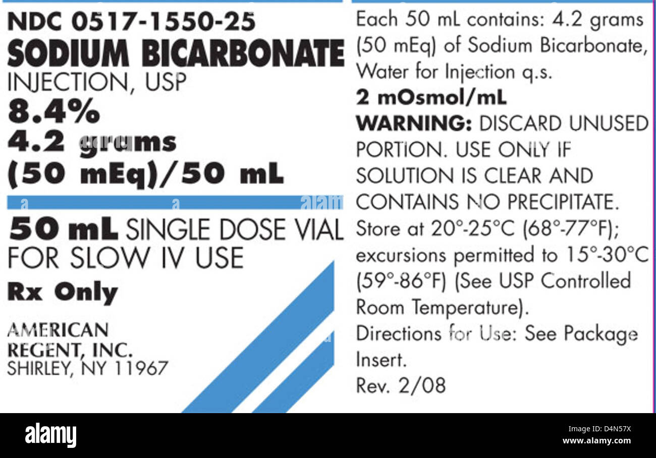 Recuerda - Inyección de bicarbonato de sodio, USP, 7,5 Fotografía de stock  - Alamy