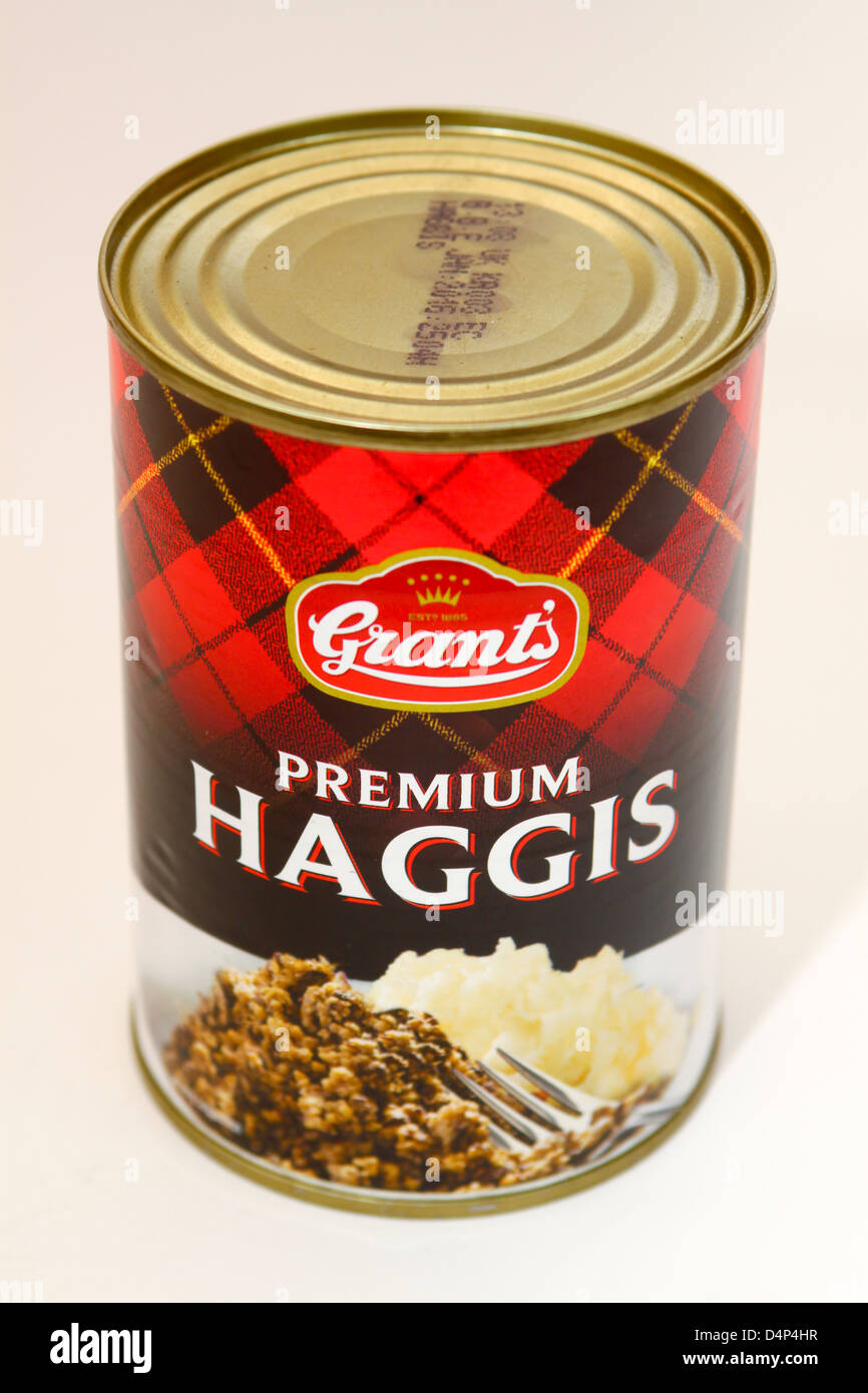 Lata de Grant's premium Haggis Foto de stock