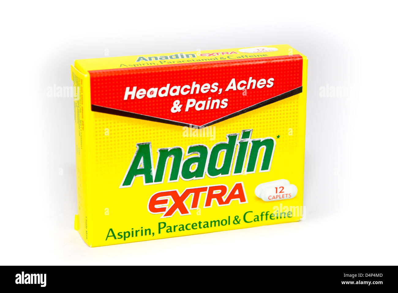 Caja de Anadin Extra tabletas de alivio del dolor Foto de stock