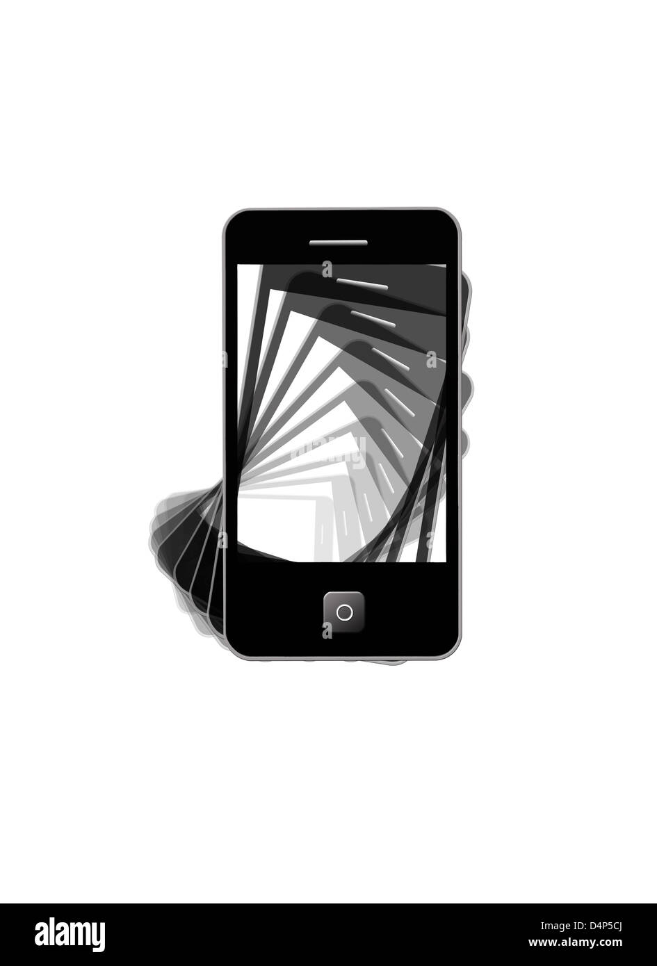 Imagen del teléfono móvil moderno con sombras negras Foto de stock