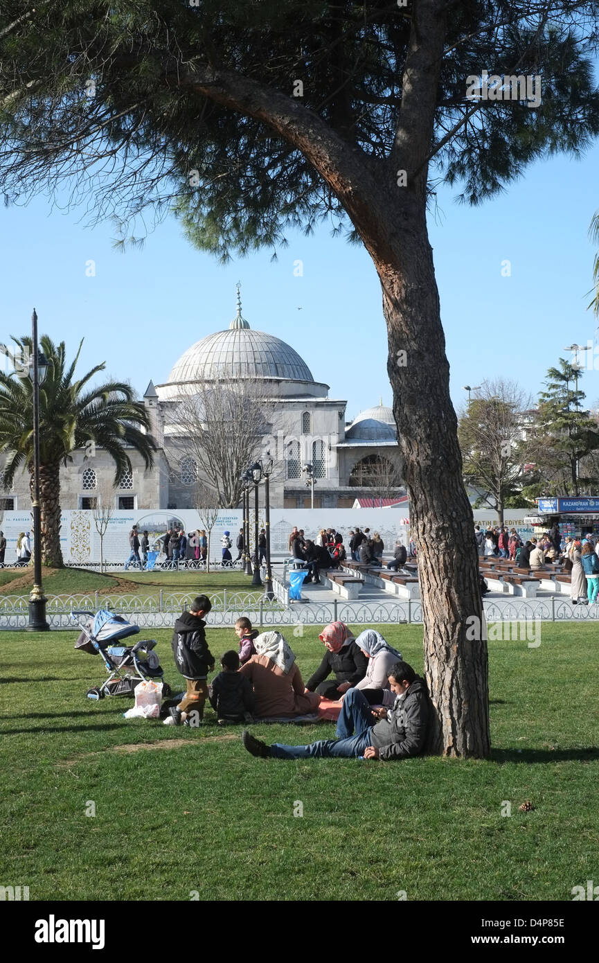 Estambul, Turquía, con vistas a la Catedral de Santa Sofía Hagia Sophia Foto de stock
