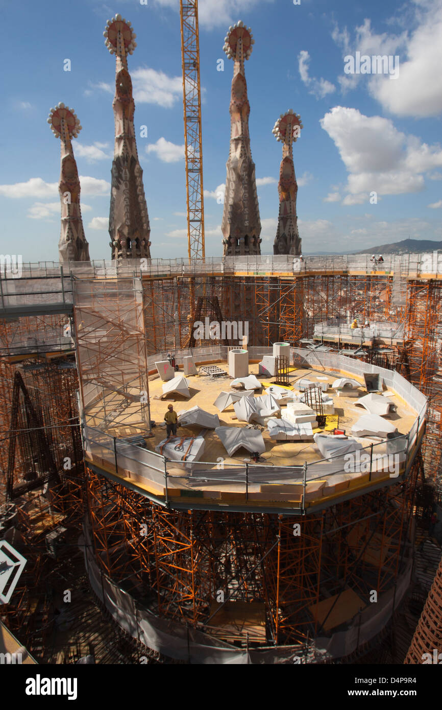 Barcelona, España, la construcción de la Sagrada Familia Foto de stock