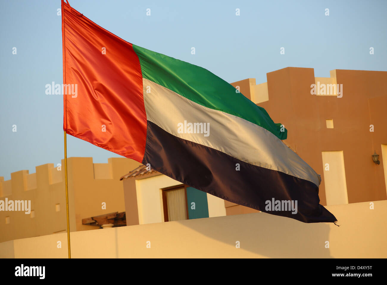 La bandera nacional de los Emiratos Árabes Unidos, Dubai Foto de stock