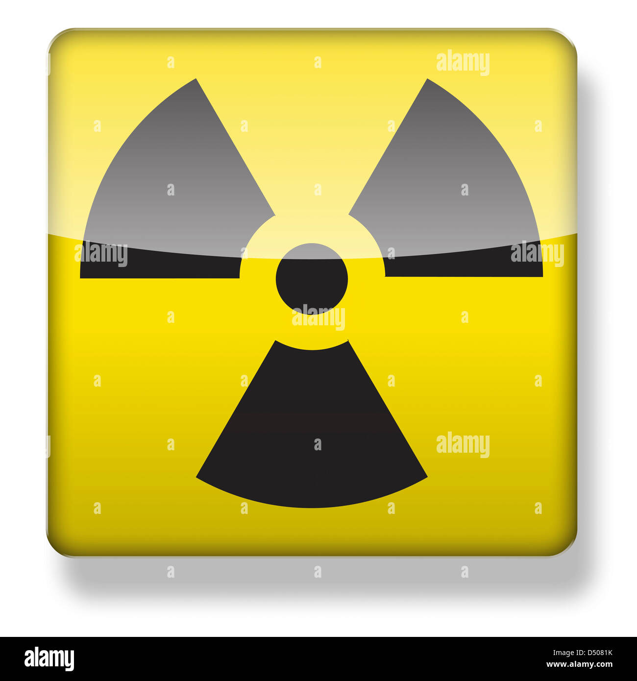Logotipo radiactivo como el icono de una aplicación. Trazado de recorte incluido. Foto de stock