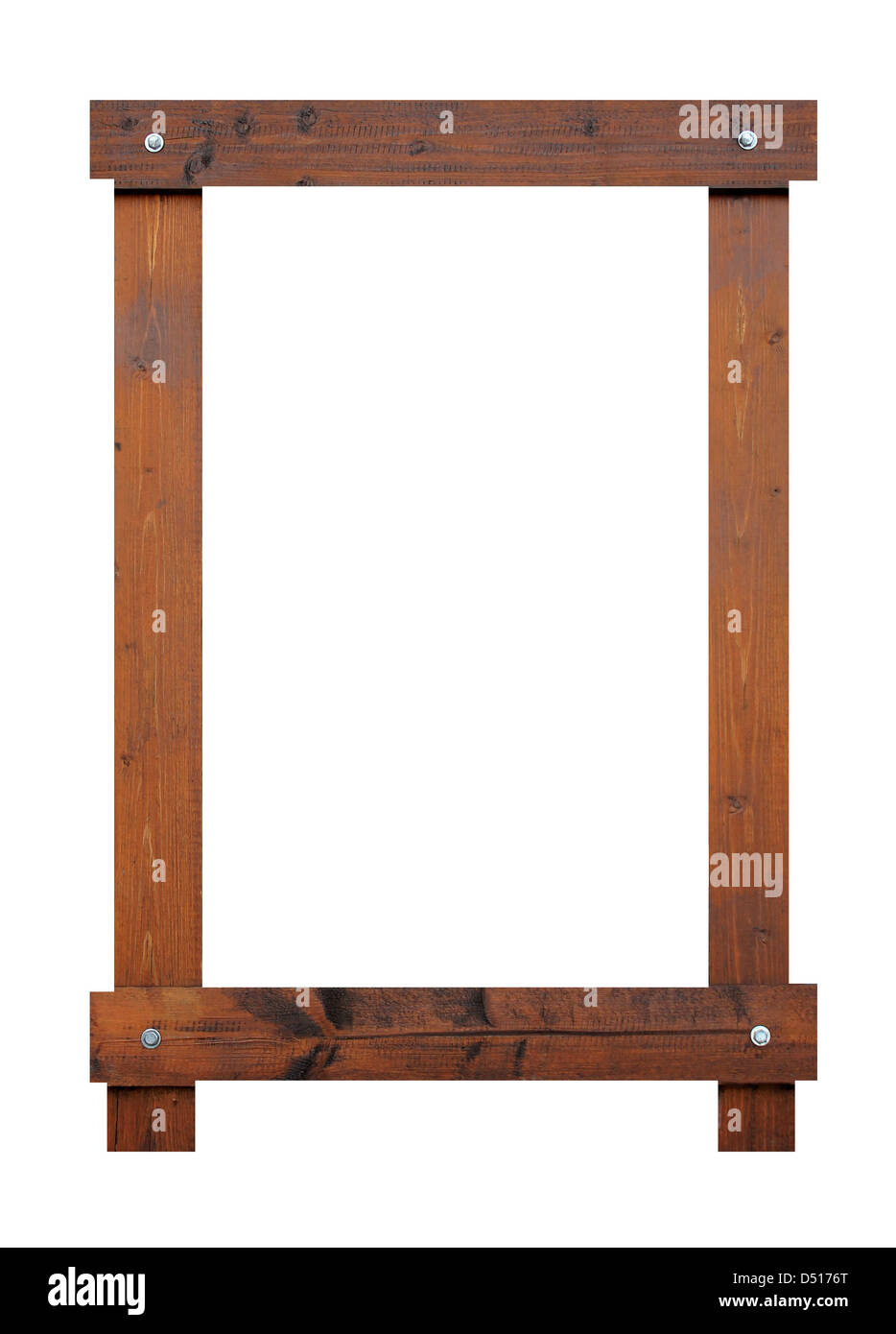 Bastidor de madera con copia en blanco el espacio, fondo blanco. Foto de stock