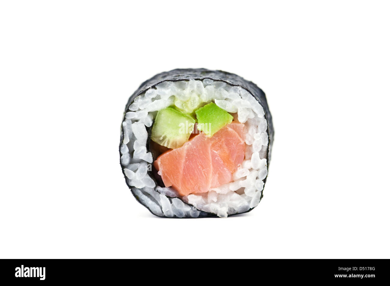 Sushi Roll aislado en blanco Foto de stock
