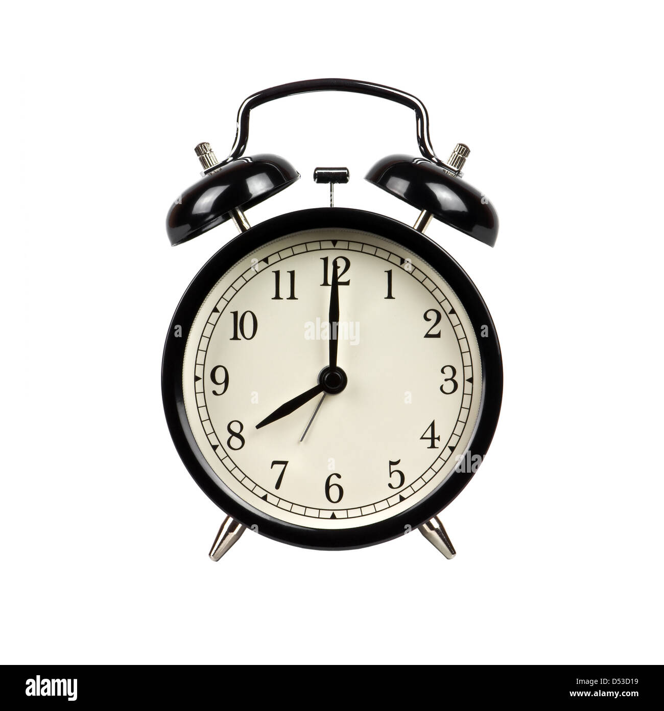 Reloj alarma aislado en blanco Foto de stock