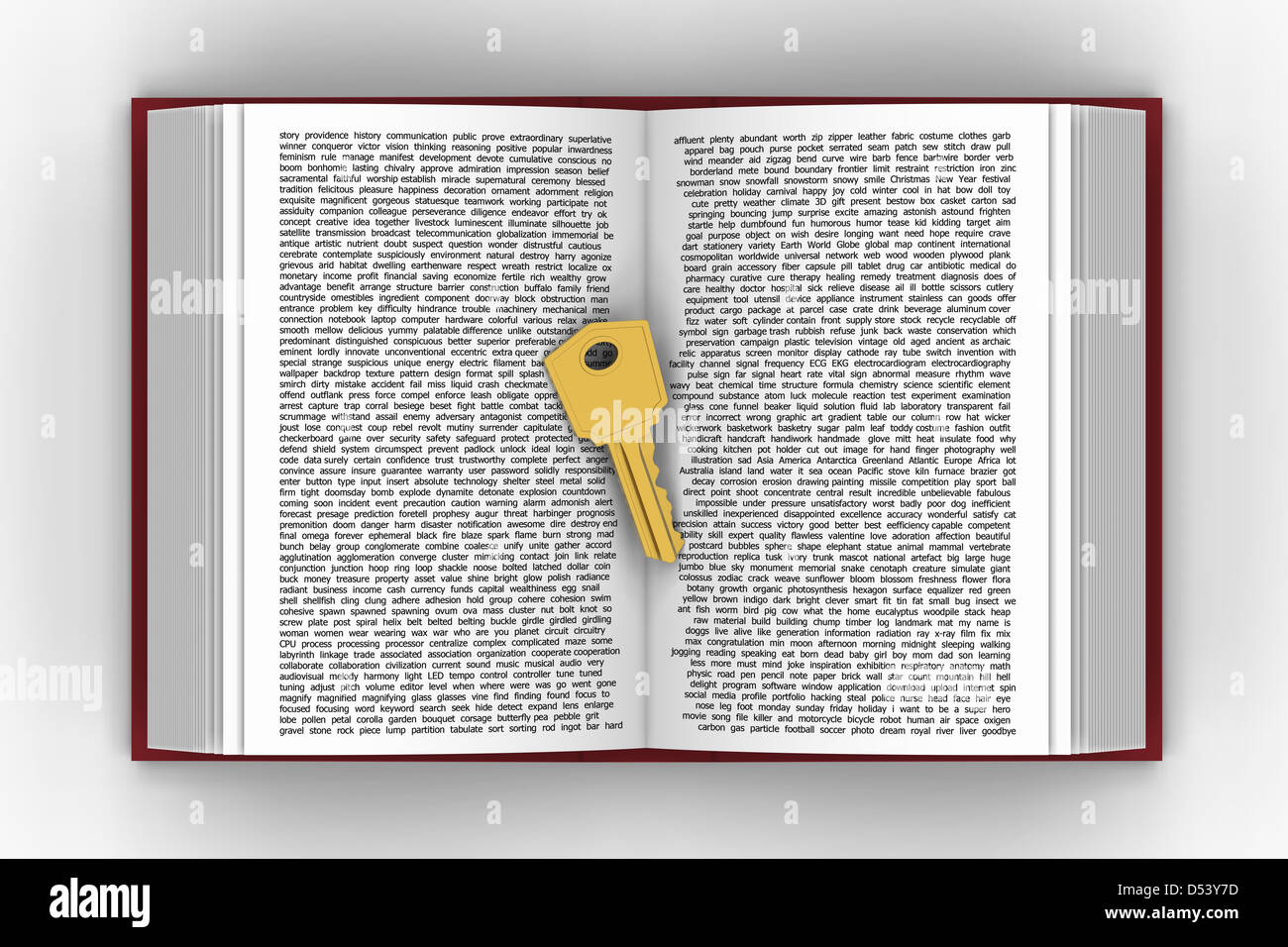 Modelo 3D de palabras clave,presentado por poner en palabras clave Libro de  oro Fotografía de stock - Alamy