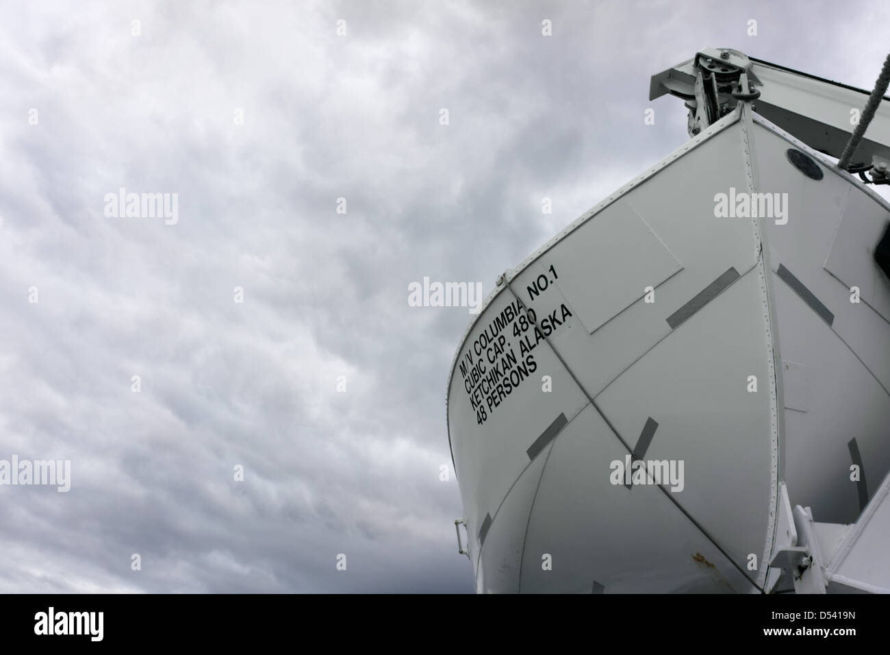 Bote Salvavidas de Alaska ferry M/V Columbia Foto de stock