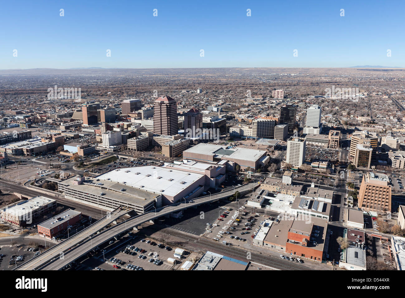 El centro de Albuquerque Nuevo México vista aérea. Foto de stock