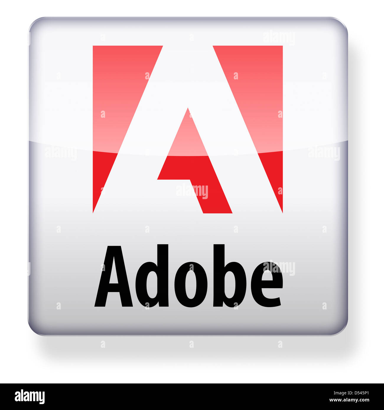 Logotipo de Adobe Systems como el icono de una aplicación. Trazado de recorte incluido. Foto de stock