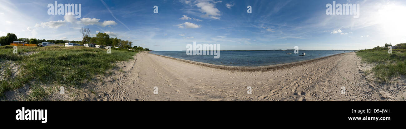 Eckernfoerde, Alemania, imagen panorámica de una playa desierta, Foto de stock