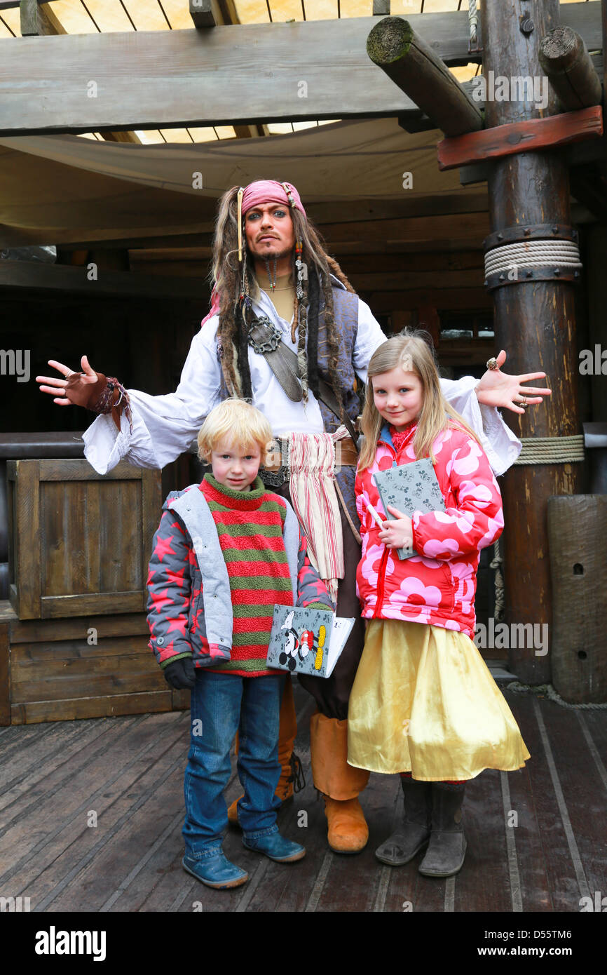 El capitán Jack Sparrow de Piratas del Caribe, Disneyland Paris Foto de stock