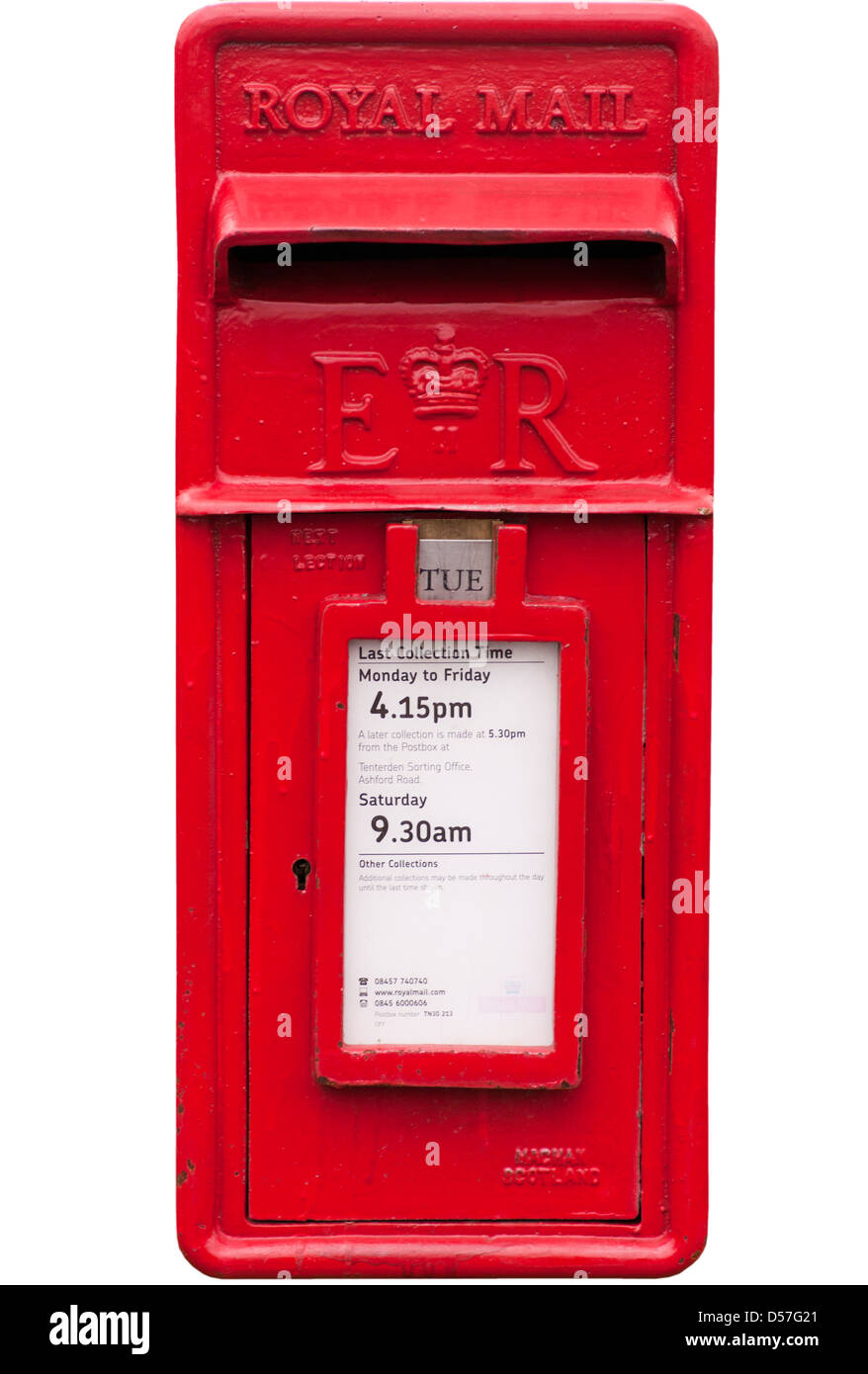 Conjunto de buzones tradicionales ingleses. buzones de correo vintage rojos  y azules, viejos buzones de correos con letras aisladas sobre fondo blanco.