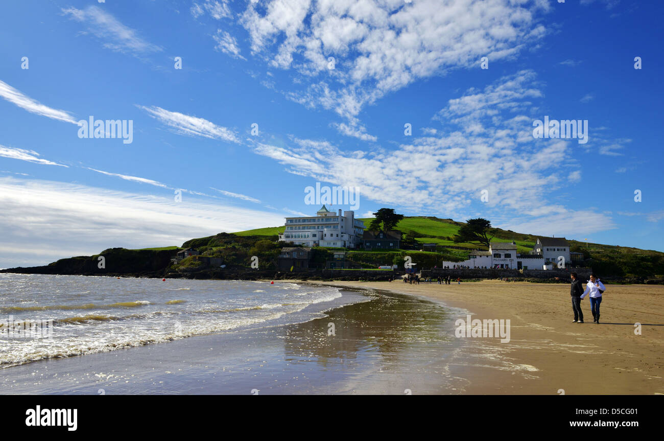 Burgh Island y Bigbury playa, Devon, Inglaterra, Reino Unido Foto de stock